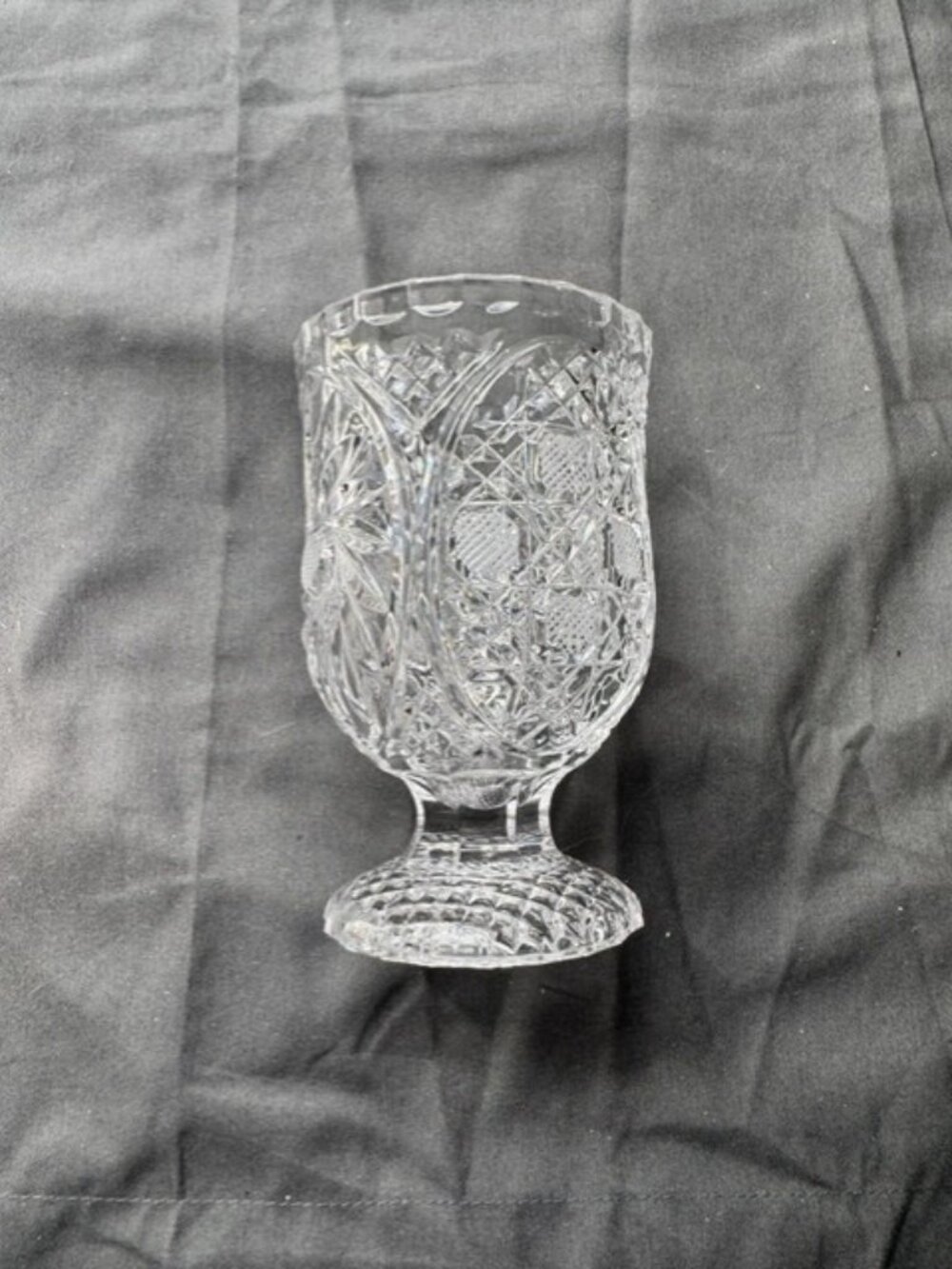 Vintage American Brilliant Wine / Water Cut Glass Cup / Goblet 5" Tall